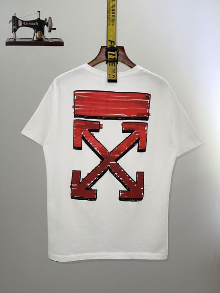 

off 2021ss mens t shirt gradient color marker arrow print men and women same short sleeve white clothing shorts, White;black