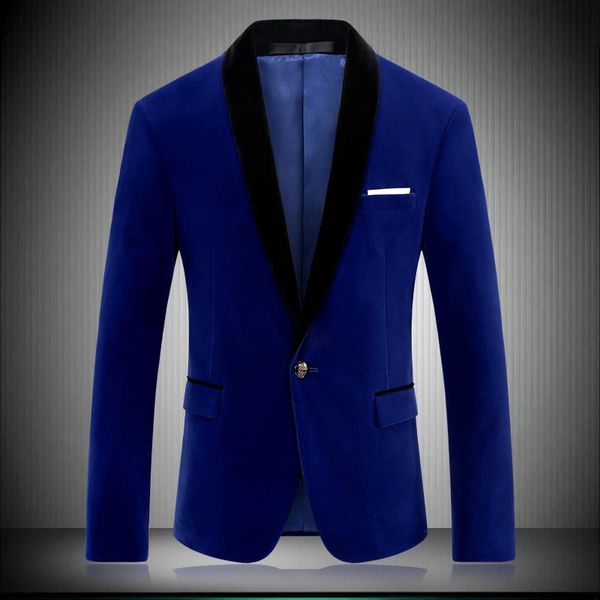 

brand blue velvet famous 2021 slim fit solid party blazer men prom wear autumn wine red mens suit jacket 8670 men's suits & blazers, White;black