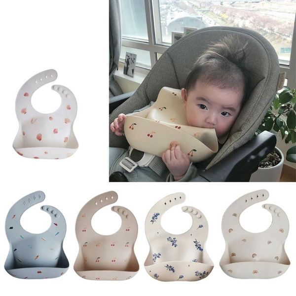 

bibs & burp cloths cartoon printing baby waterproof soft silicone feeding catcher adjustable roll up food pocket for infants