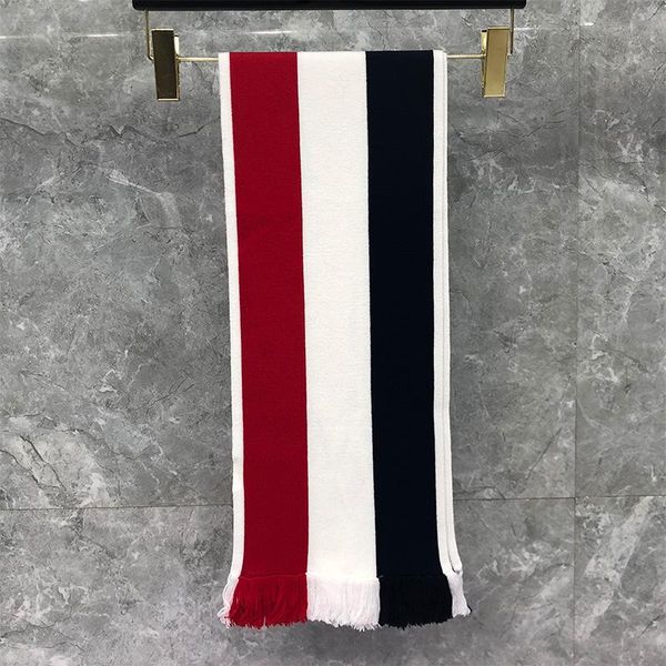 

scarves 2021 fashion tb thom brand scarf winter keep warm men women striped cashmere wool shawl wrap knit neckerchief, Blue;gray