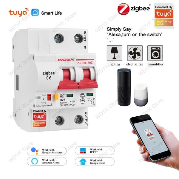 

smart home control tuya zigbee 2p circuit breaker remote no distance limit compatible alexa echo google assistant for