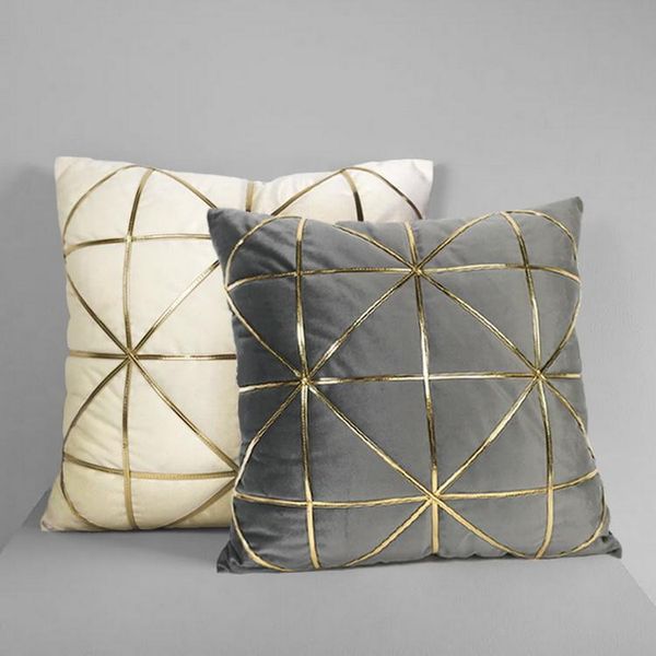 

pillow case golden stripevelvet luxury flannel soft pillowcases cushion winter warm covers bedroom sofa home decorative