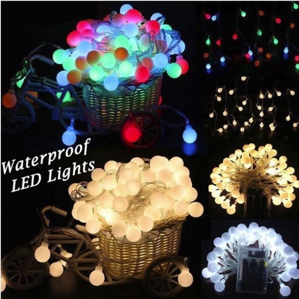 

strings led ball garland lights fairy string waterproof outdoor lamp christmas holiday wedding party decoration usb/battery power