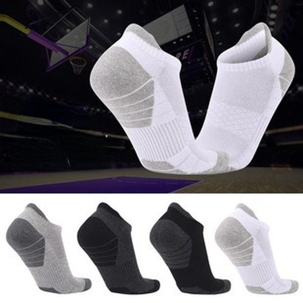

men's socks men short thick running stockings sweat sweat-absorbent outdoor sports walking basketball, Black
