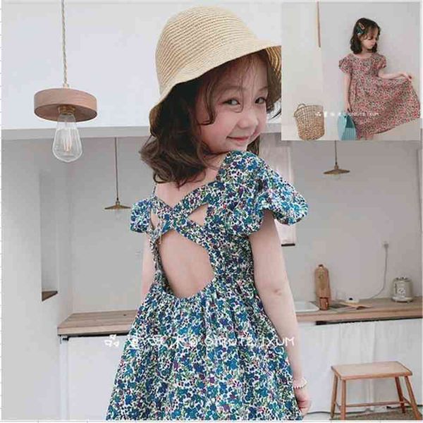 

summer arrival girls fashion flroal dress kids princess backless es girl 210528, Red;yellow