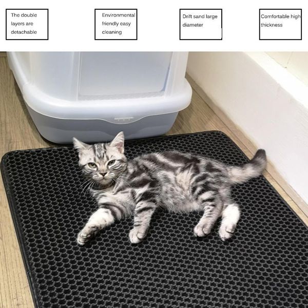 

cat beds & furniture waterproof pet mat litter double layer trapping kitten toilet mats feeding non-slip floor pad