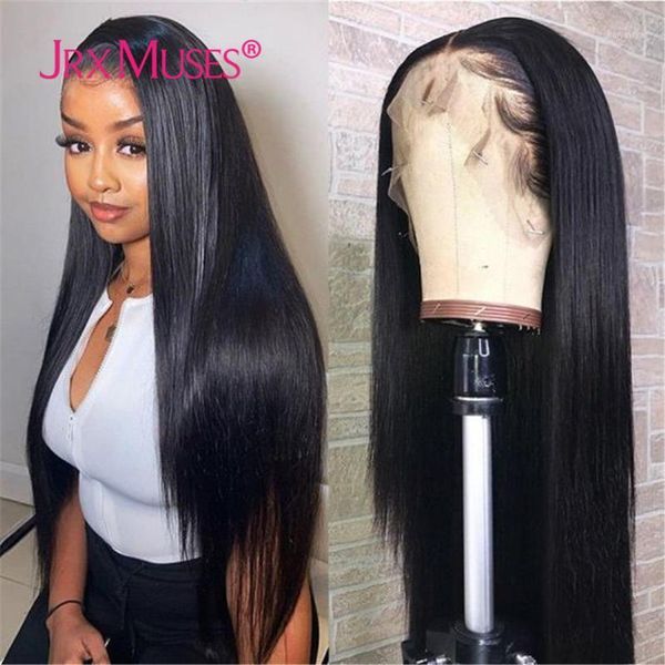 

straight full lace wig virgin hair pre plucked glueless jet black #1 unprocessed human wigs with baby for women1, Black;brown