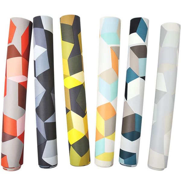 

53cmx10m nordic fashion geometric 3d visual square lattice background wallpapers modern minimalist living room waterproof home