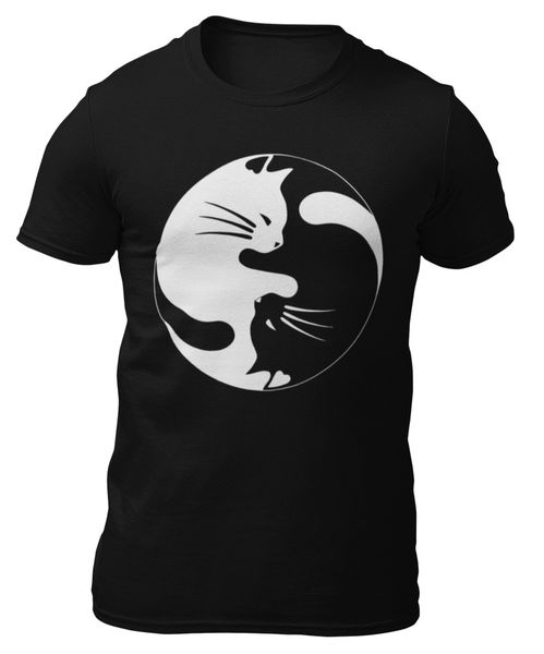 

T-shirt-yin cat yin yang cats ying yang-t-shirt -, White;black