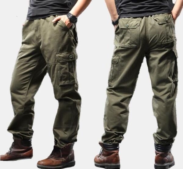 

men's pants tactical military pants pocket straight loose men's wear, Black