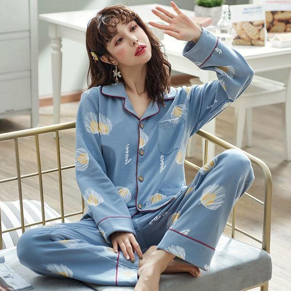 

spring womens sleepwears print lovely pajamas long sleeve pant traditional leisure set woman sleepwear girls pyjamas, Black;red