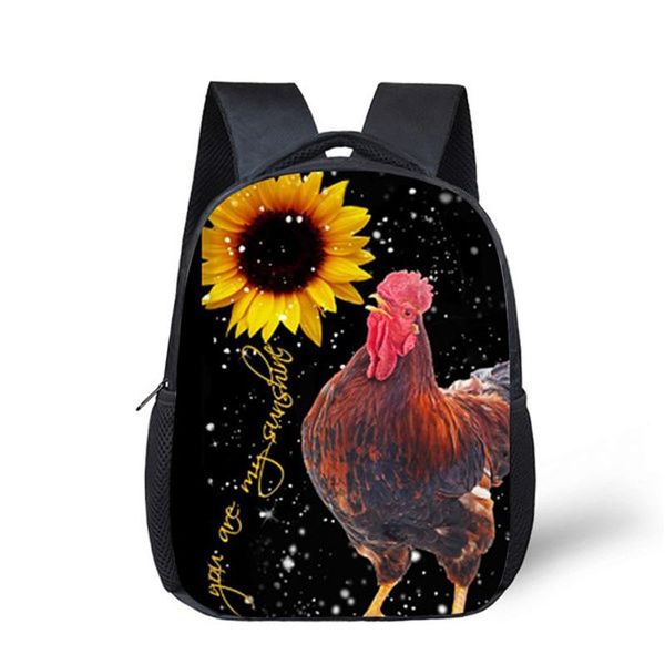 

inch kids backpack cute sunflower chicken 3d print kindergarten school bag for girls boys casual book bags children bookbag