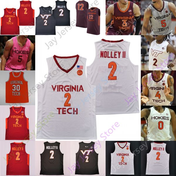 

basketball jerseys virginia tech hokies basketball jersey ncaa college nolley ii nahiem alleyne hunter cattoor john ojiako maddox keve aluma, Black;red