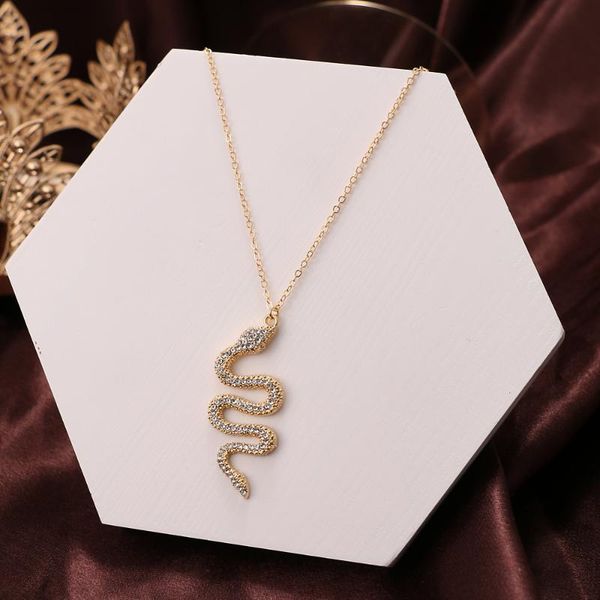 

chokers punk crystal snake pendant necklace women simple gold chain choker jewelry trendy statement personalise gift, Golden;silver