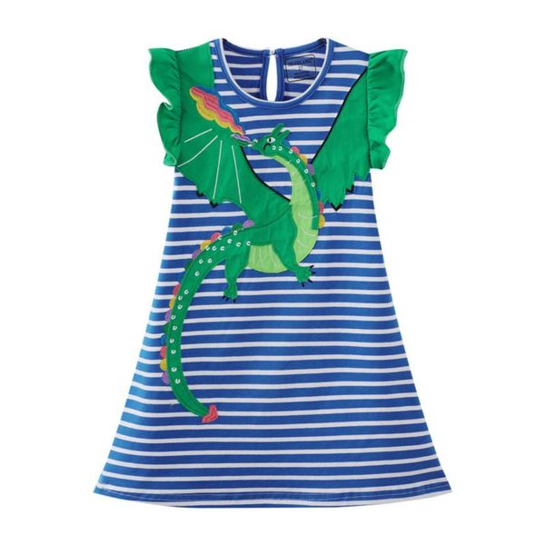 Abiti da ragazza Metri di salto Festa per bambini Ragazze Cotton Dragon Flying Stripe Princess Senza maniche Abiti estivi per bambini Vendita