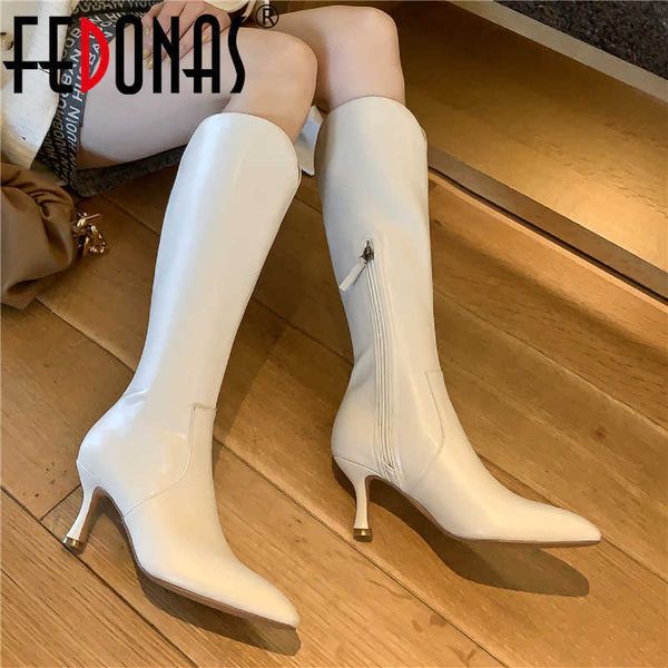 

elegant wedding party knee high boots for women wide leg side zipper heels shoes woman 210528, Black