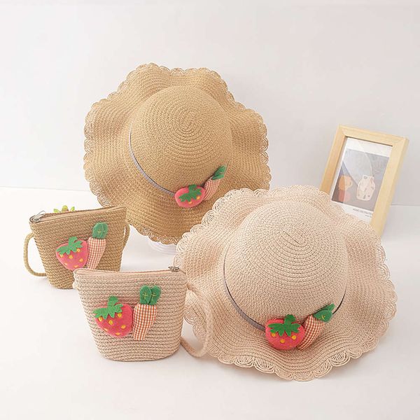 

summer children's hat travel beach sun hat carrot straw breathable sun, Yellow