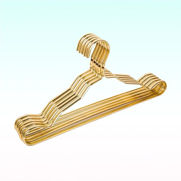 

hangers & racks 5pcs aluminum alloy clothing hanger durable domestic coat for children hanging supplies (golden)