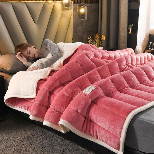 

blankets super warm blanket luxury thick for beds winter fleece lamb cashmere throw bed cover home textile