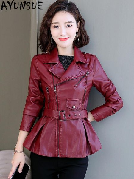 

women's leather & faux ayunsue jacket pu female korean black coat spring autumn slim 2021 casacos feminino pph476