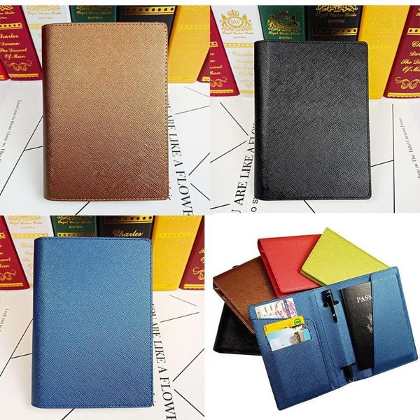 

card holders multifunction pu leather passport cover mlti-card slot with pen holder travel slim id case bag protector, Brown;gray