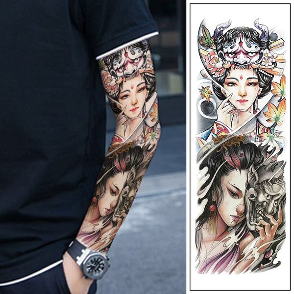 

tattoo paste new color geisha guan gong riding fight over buddha font big flower arm tattoo waterproof