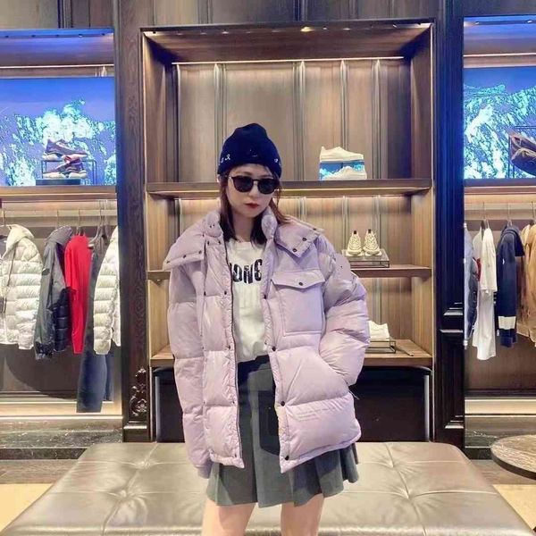 

down jacket mengjia 2021 men's and women's same fujiwara hao co branded badge hooded loose thickened duck, Black