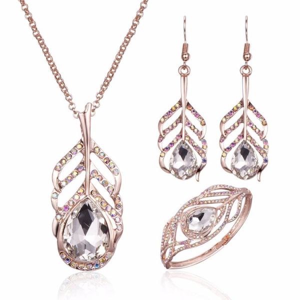 

earrings & necklace tshou157 bohemian leaf bracelet set wedding jewelry gift link for buyer, Silver