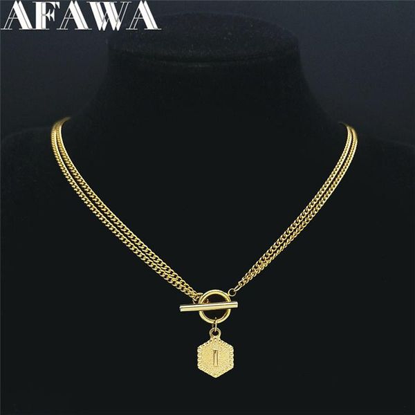 

pendant necklaces stainless steel letter i chian necklace for women gold color initials chocker jewelry joyeria pendentifs xh07004s01, Silver