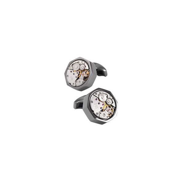 

tourbillon steampunk watch movement cufflinks, Silver