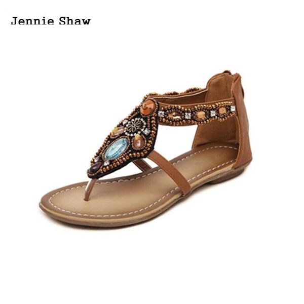 

summer flats sandals women shoes casual/leisure flip string bead, Black