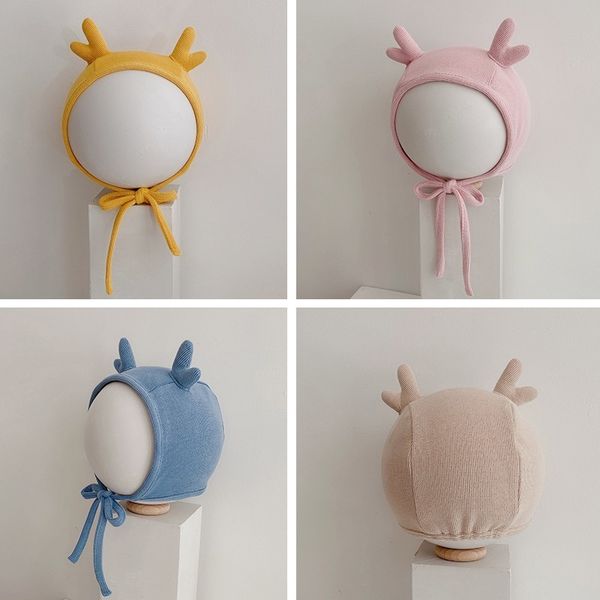

winter cute deer ears cap cotton soft boy girl bonnet beanie children kids newborn baby autumn hat muts 210413, Yellow