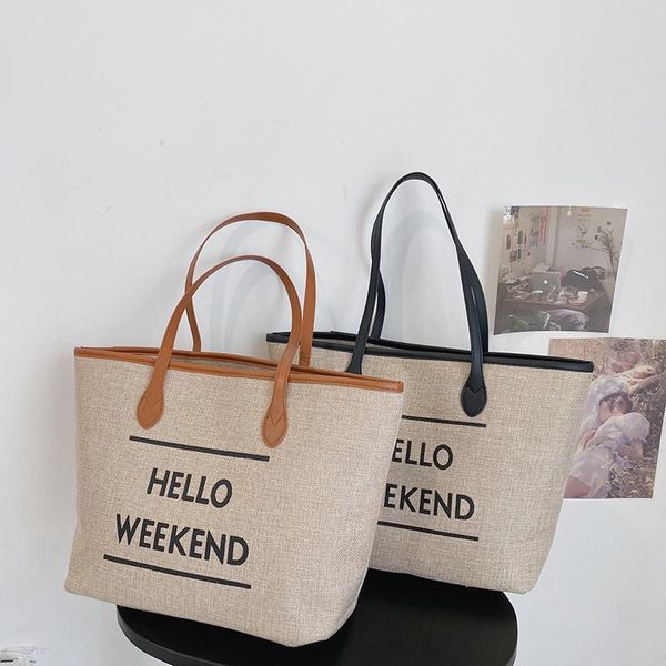 

evening bags women summer beach handbags large capacity lady shoulder bag big letter canvas totes casual girls travel shopping