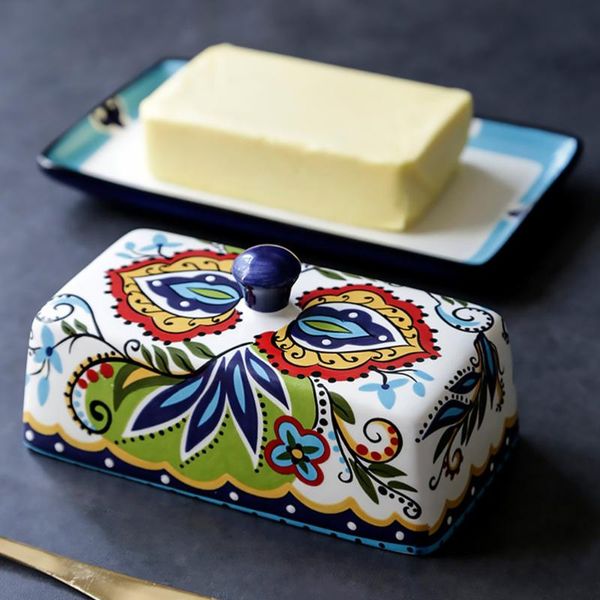 

dishes & plates 1pc butter box ceramics dish with lid container creative keeper