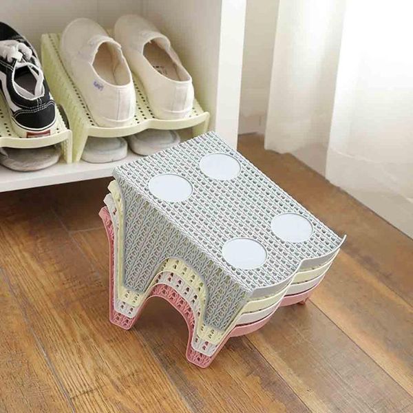 

shoe slots double layer plastic space saver holder shoes box organizer storage stand drop 1018z clothing & wardrobe