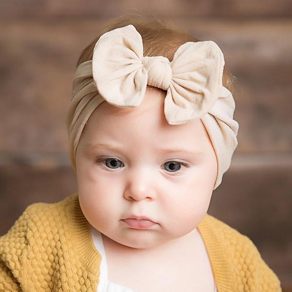 

bohemian girl's hair bundle, bowknot headband cute baby elastic headband, children's solid color turban accessories, Slivery;white