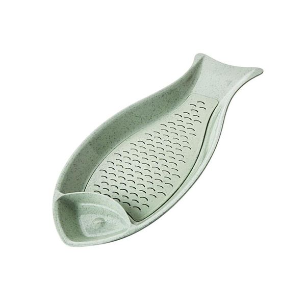 

dishes & plates creative fish shape dumplings plate with dipping saucer double-layer draining dinner serving dish (green)