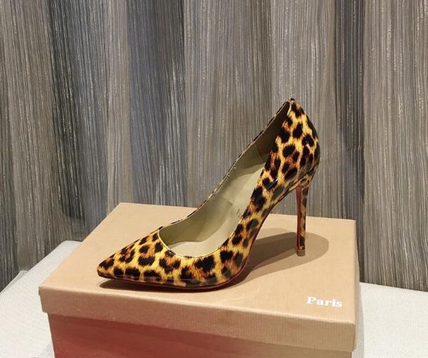 

leopard red pumps 12cm high heels women shoes designer pointed toe shallow sandals lady party club thin pump dress, Black