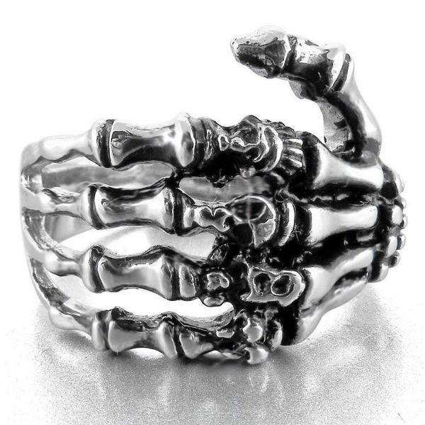 

wedding rings vintage wild skull ring dark punk hand bone gothic jewelry anniversary gift accessories simple, Slivery;golden