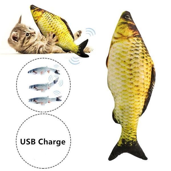 

cat toys funny for cats fish pets toy electronic electric simulation bouncing dog chewing playing biting