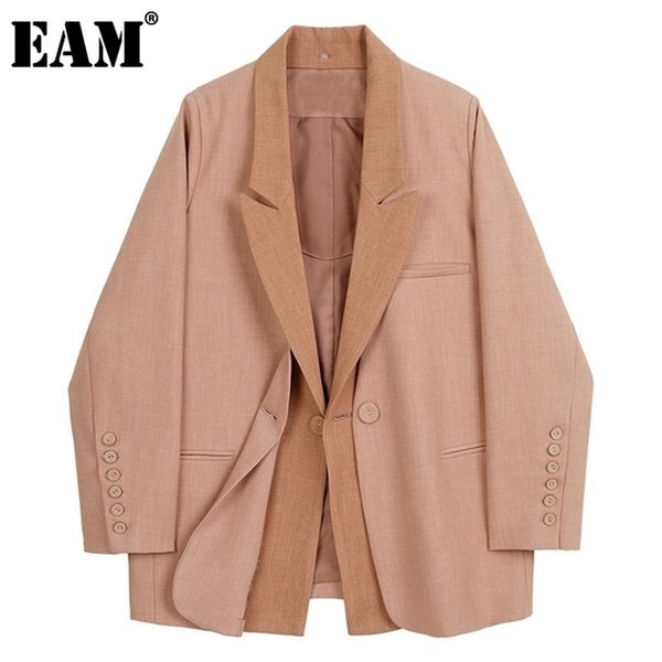

[eam] women false two big size temperament blazer lapel long sleeve loose fit jacket fashion spring autumn 1dd1014 211006, White;black
