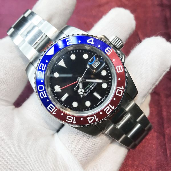 

20 colours men watches 2813 blue and red ceramic bezel black dial sapphire glass 904l stainless steel luminous mechanical waterproof wristwa, Slivery;brown