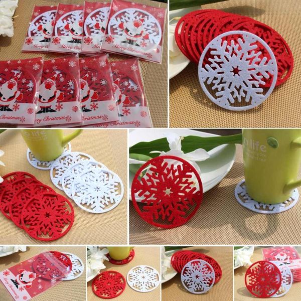 

table runner 10pcs cup pad snowflake insulation xmas decoration christmas decor mat heat for in
