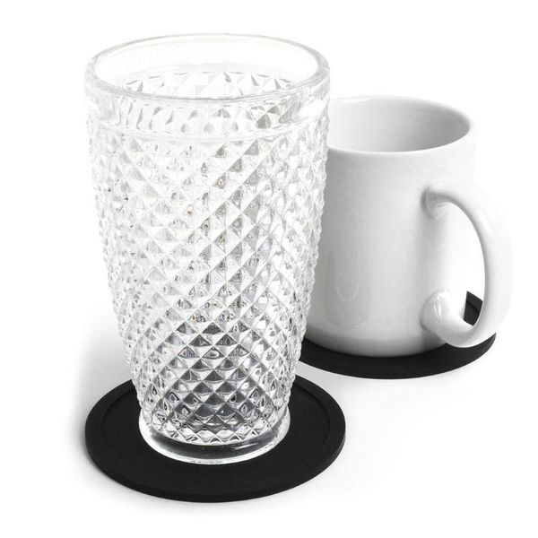 

mats & pads x7ab 7pcs non-slip silicone drinking set holder cup mat round coffeee black tablefor home