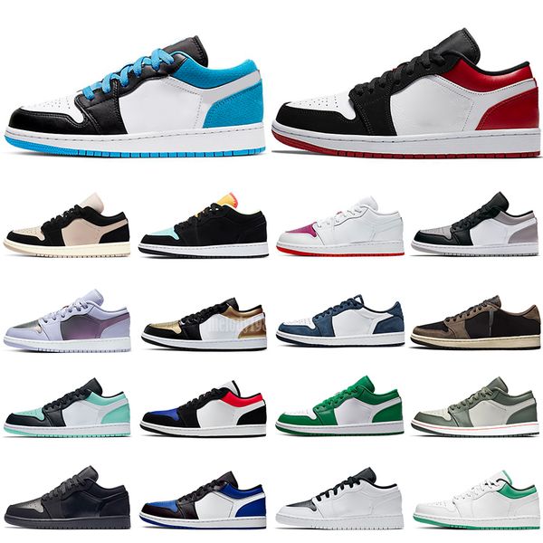 

1 low 1s unc basketball shoes university blue triple black light smoke grey panda lucky green cactus paris mens women sneakers zt01