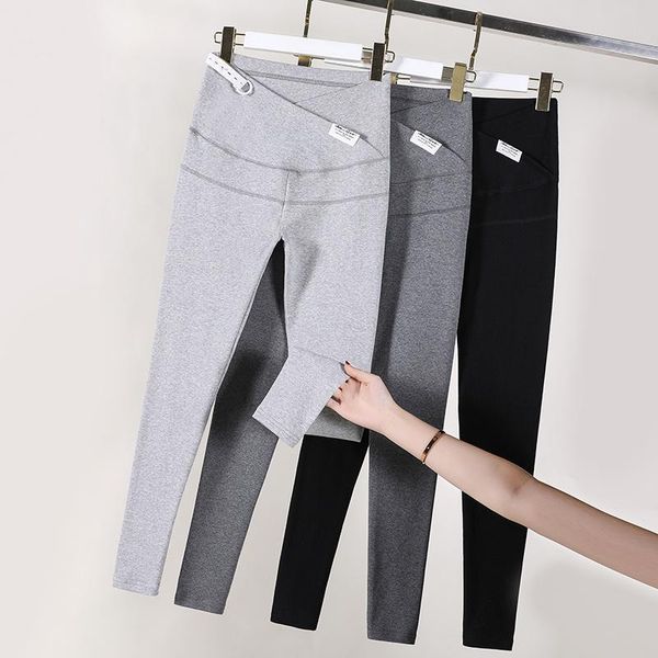 

cotton across v low waist belly maternity skinny legging adjustable pants clothes for pregnant women spring pregnancy bottoms, White
