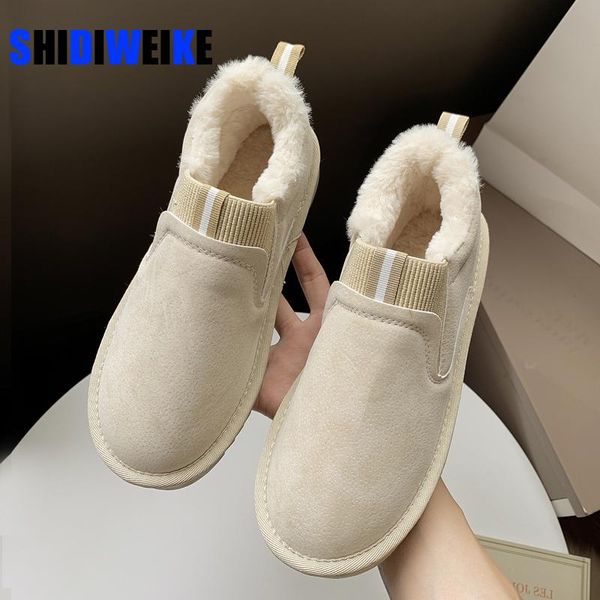 

boots 2021 winter women fashion snow casual ankle boot warm platform cotton shoes slip on ladies flat short, Black