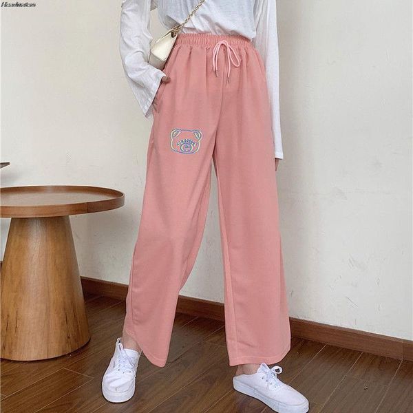 

women's pants & capris 2021 women harajuku bear hip hop korean wide leg loose casual clothes sweatpants plus size, Black;white