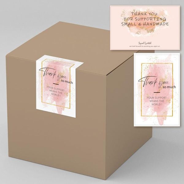 

gift wrap 50pcs pink thank you stickers box packaging sealing label for handmade craft store small business supplies