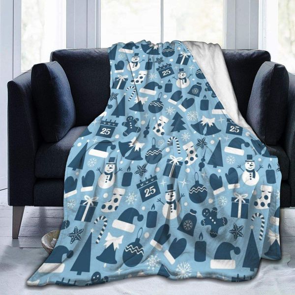 

Blanket Flannel Fleece Blanket Icons Set Christmas and New Year Seamless Pattern-Vector Illustration Lightweight Super Soft Cozy